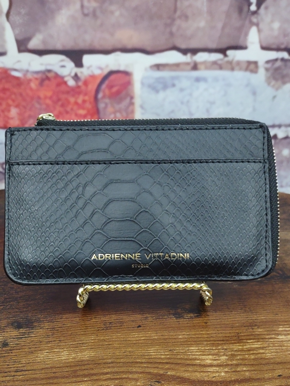 Adrienne Vittadini Snake-Embossed Zip Around Credit Card Wallet